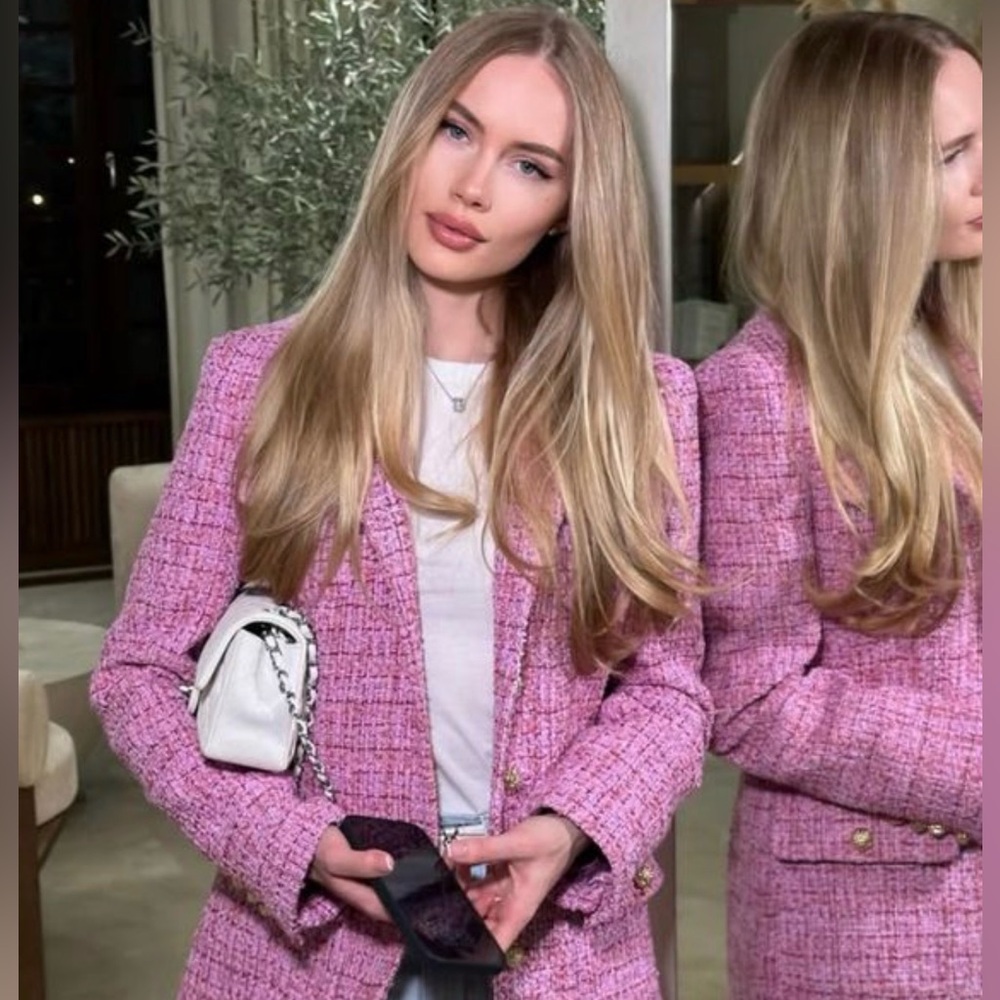 Vintage Pink Tweed Coat